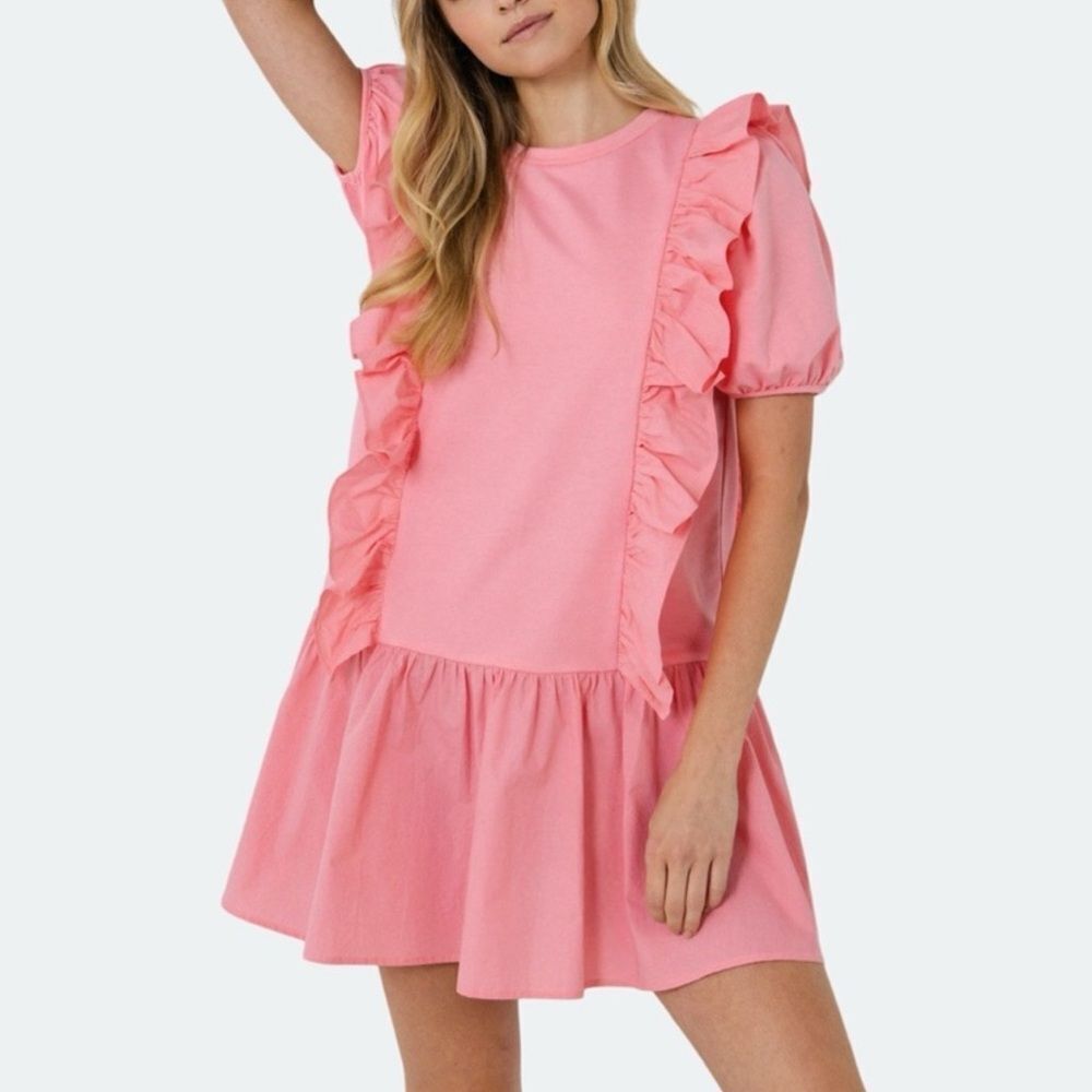 English Factory Mixed Media Ruffle Mini Dress
AC11